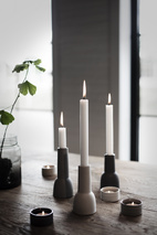 Candleholder "stoneware, grey