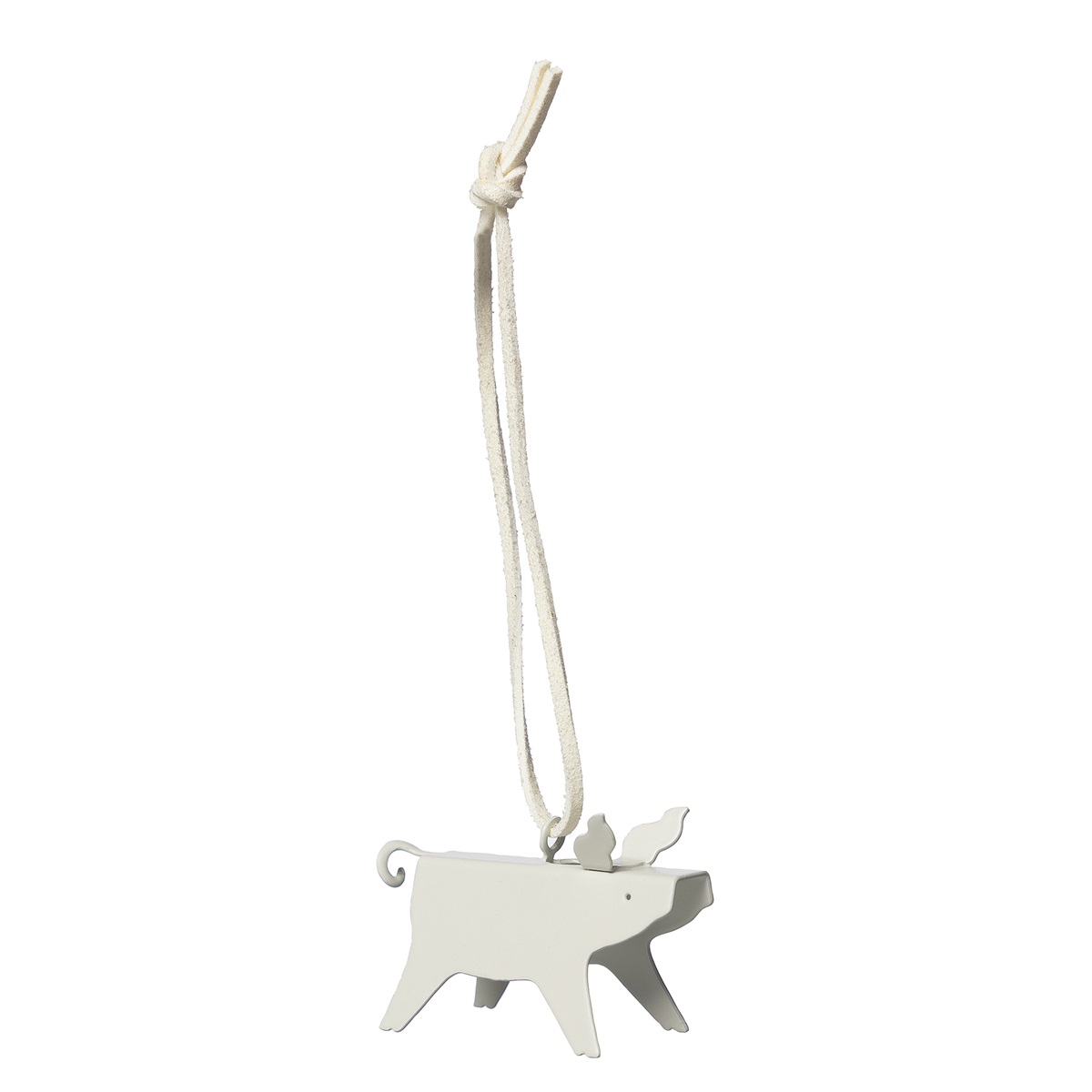 Christmas decoration Pig white 2-p