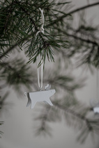 Christmas decoration Pig white 2-p