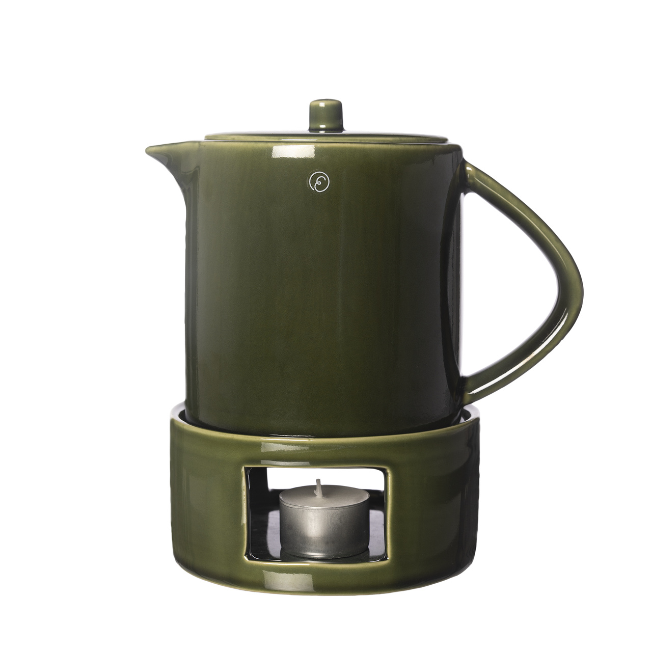 Glöggkanna med värmare grön glaserad