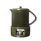 Glöggkanna med värmare grön glaserad