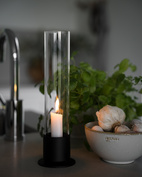 Candleholder w.glasscylinder black