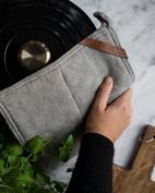 Grytlapp 70% bomull 30% linne grå