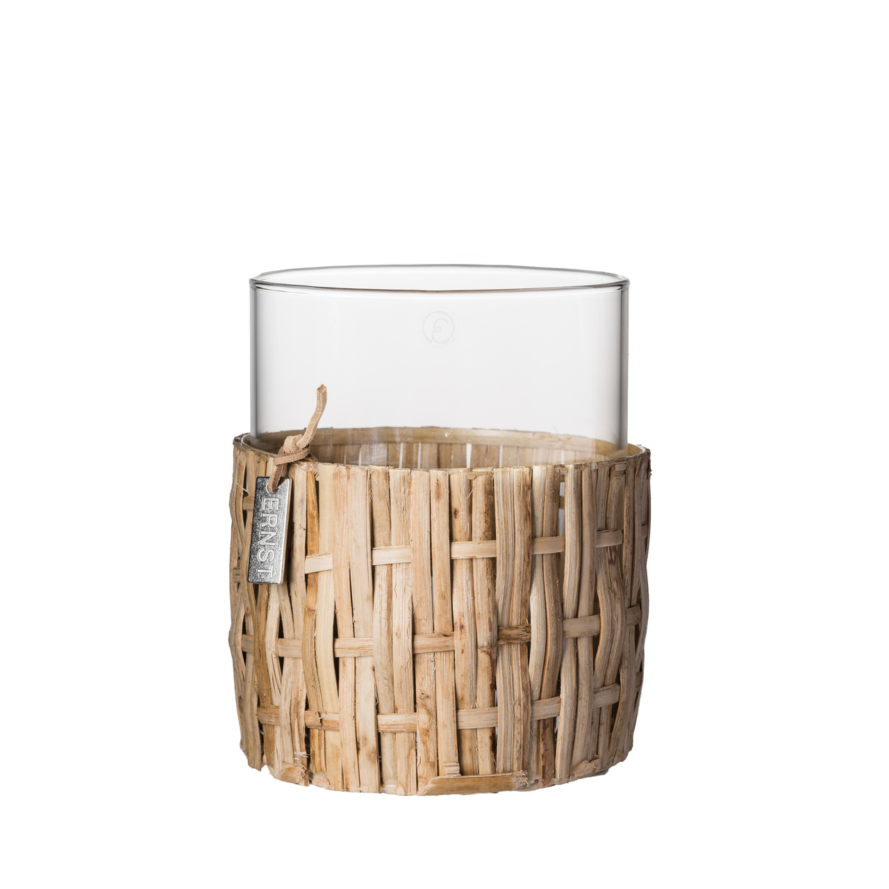 Lykta/vas i ljus korg d10 h12 cm