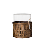 Lykta/vas i mörk korg d10 h12 cm