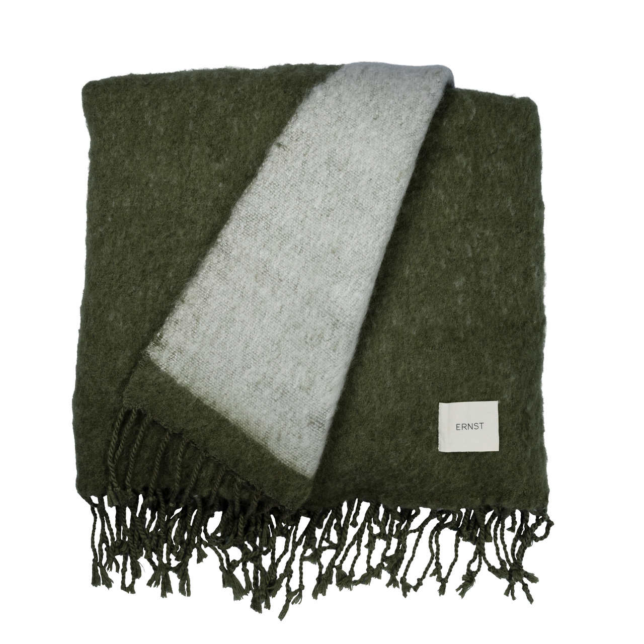 Pläd m frans 130x170 cm grön/vit