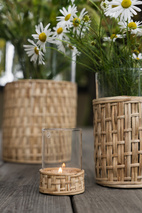 Lykta/Vas i ljus korg d7 h8,5 cm