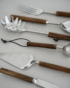 Pasta ladle, darkbrown wood/metal