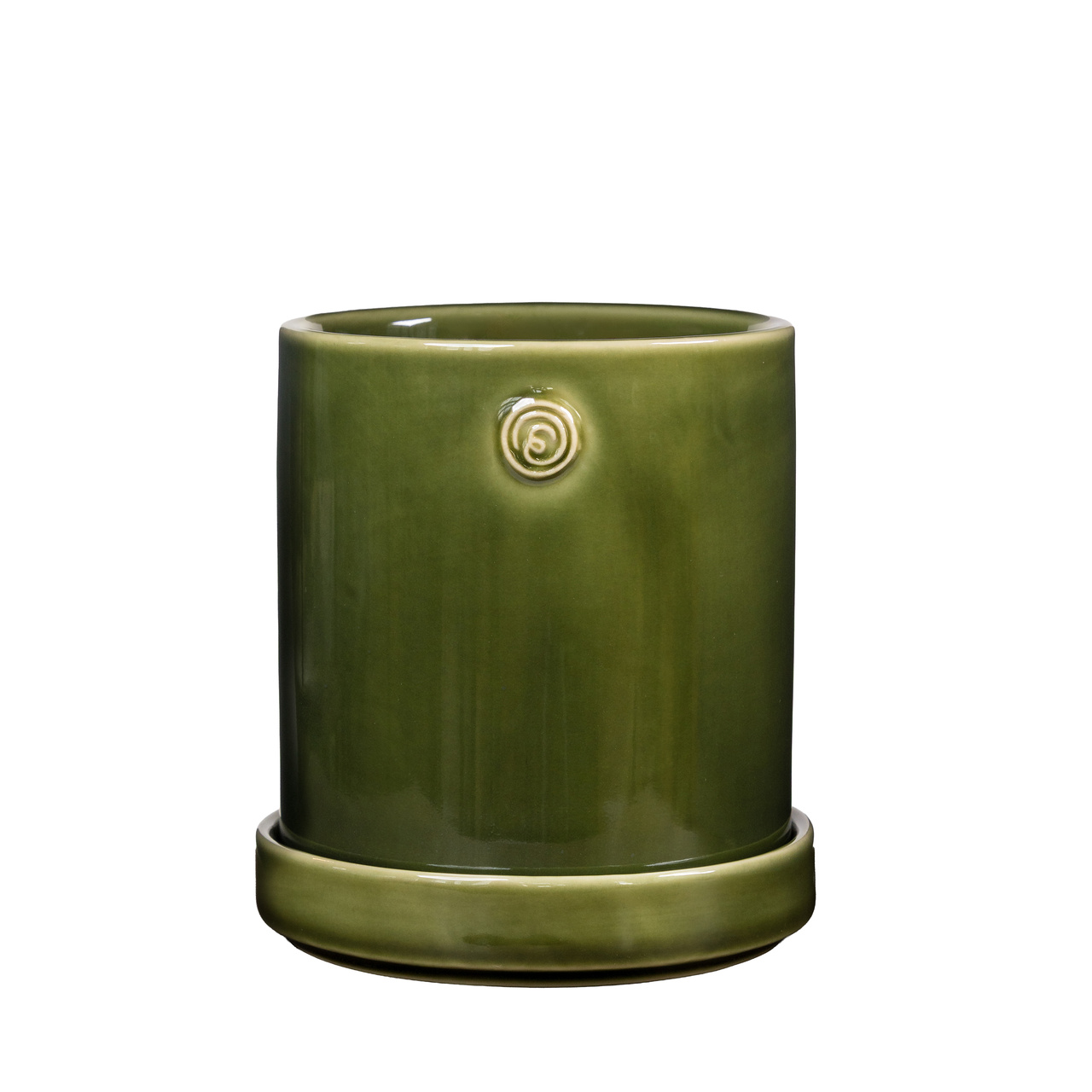 Kruka d13 h13 grön med fat