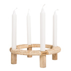 Ljusstake 4 ljus rund d24 h8 cm ljust trä