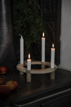 Ljusstake 4 ljus rund d24 h8 cm ljust trä