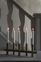 Ljusstake 5 ljus L 47 cm H15,5 cm ljust trä