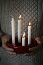 Ljusskål d22 h6 cm röd