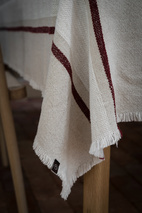 Duk 145x300 natur/vit/röd