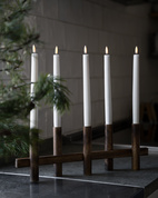 Ljusstake 5 ljus L 47 cm H15,5 cm mörkt trä