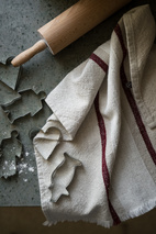 Kökshandduk 47x70 cm natur/vit/röd