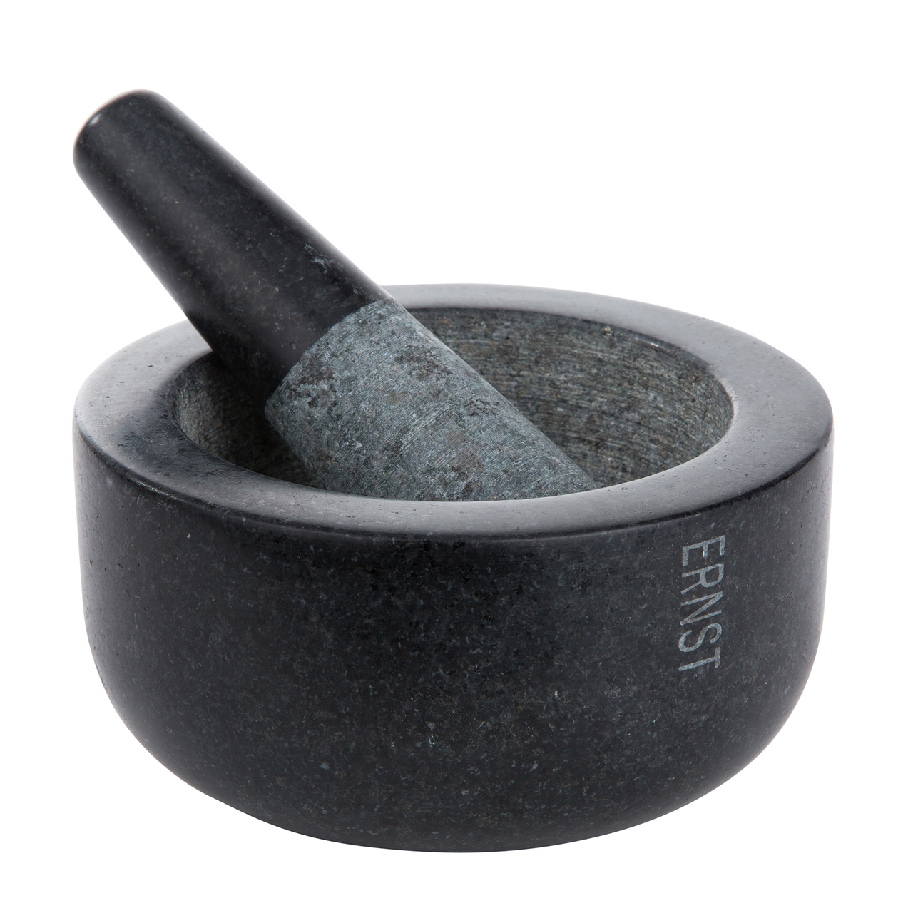 Mortel, svart granit, stor