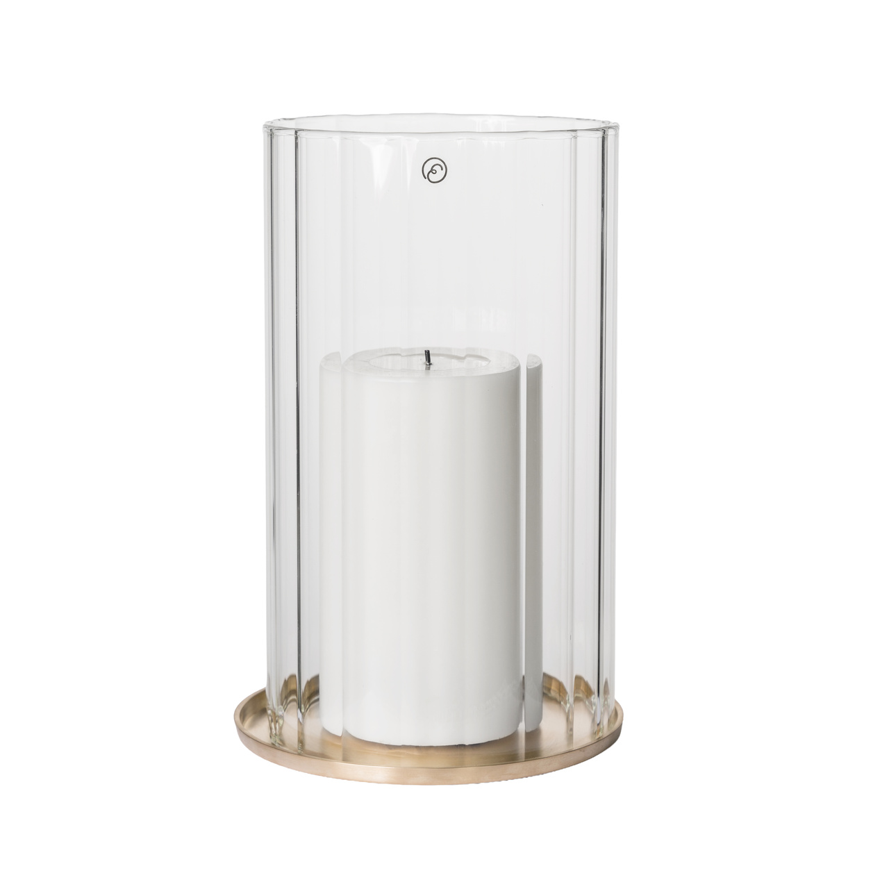 Ljuslykta för blockljus d13 h21 cm mässing/glas