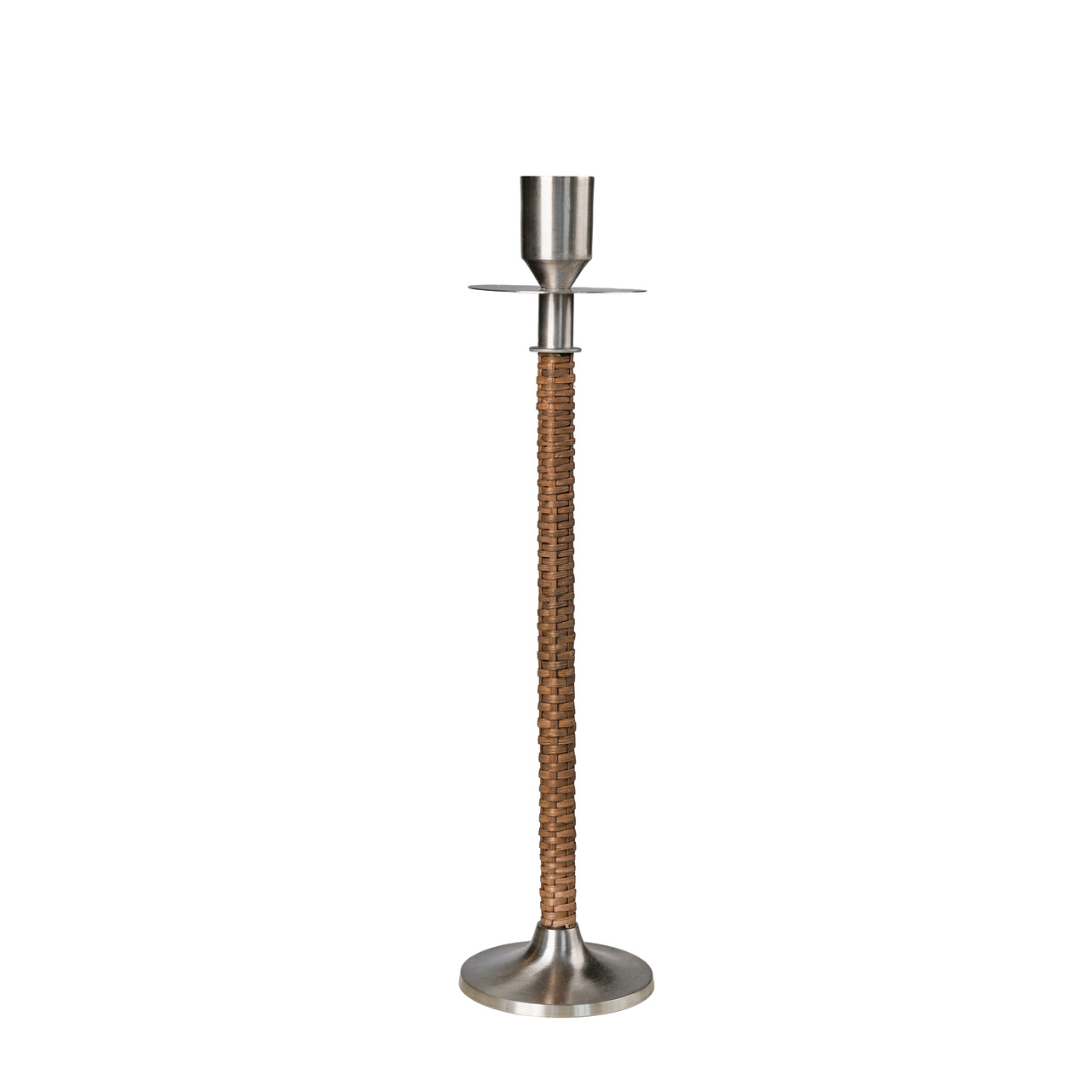 Ljusstake d8 h30 cm borstad stål/flätad
