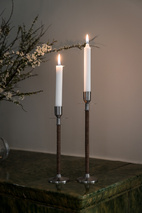 Ljusstake d8 h30 cm borstad stål/flätad
